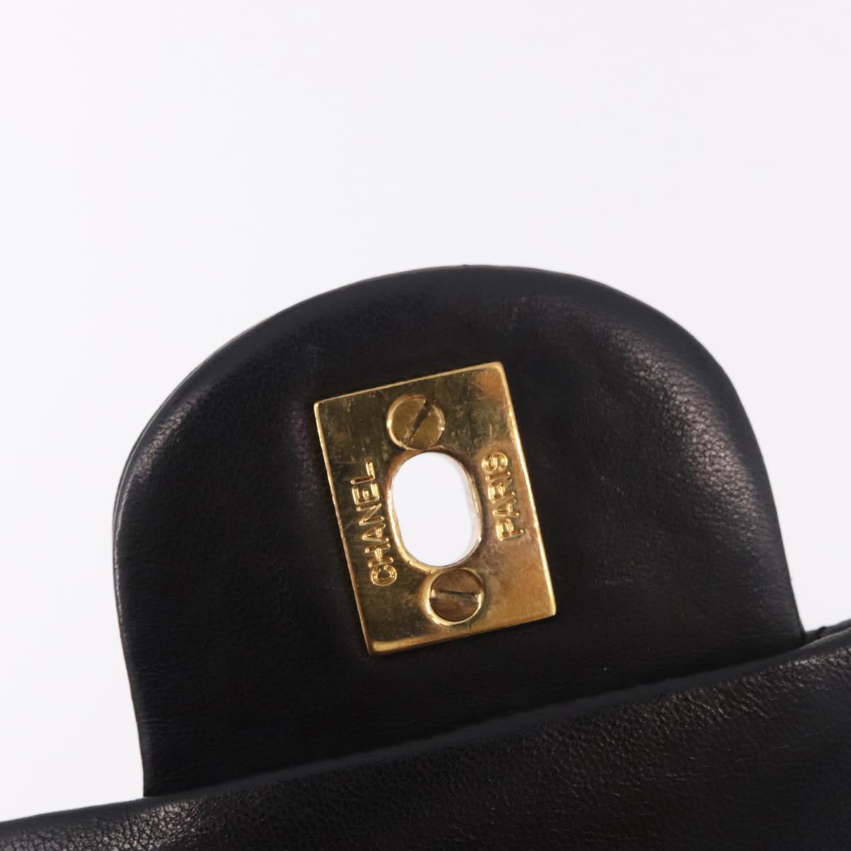 CHANEL Matelasse Chain Backpack Lamb Skin Gold Black CC Auth 180873SAV