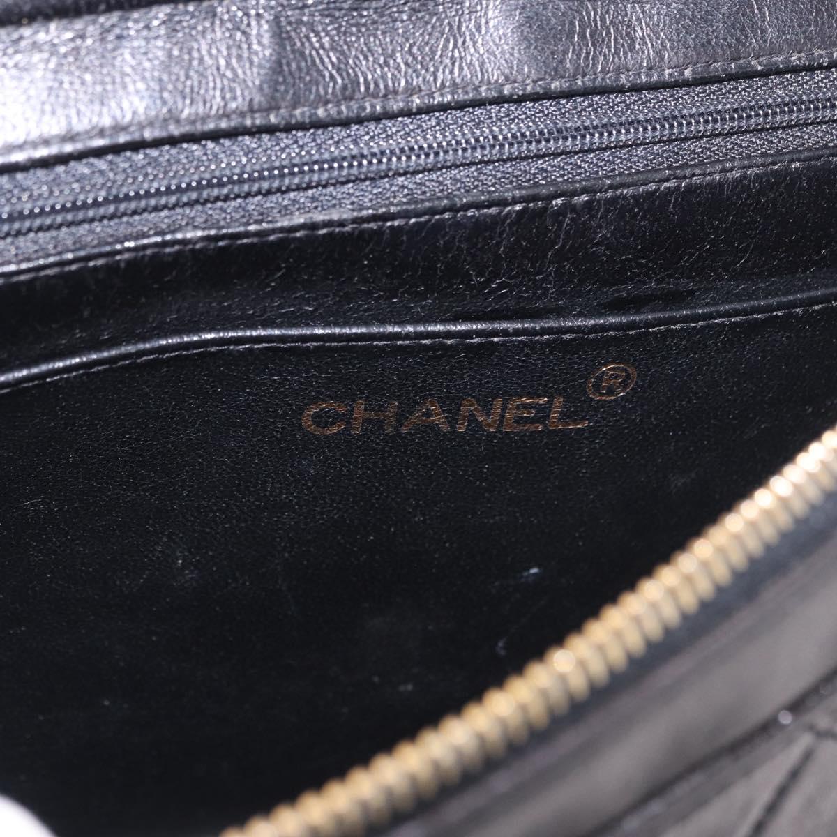 CHANEL Matelasse Chain Backpack Lamb Skin Gold Black CC Auth 180873SAV