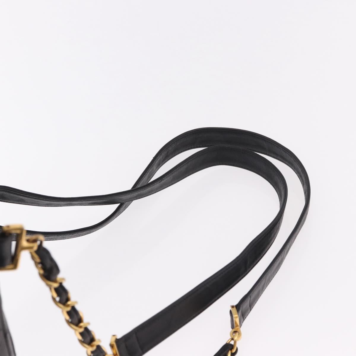 CHANEL Matelasse Chain Backpack Lamb Skin Gold Black CC Auth 180873SAV