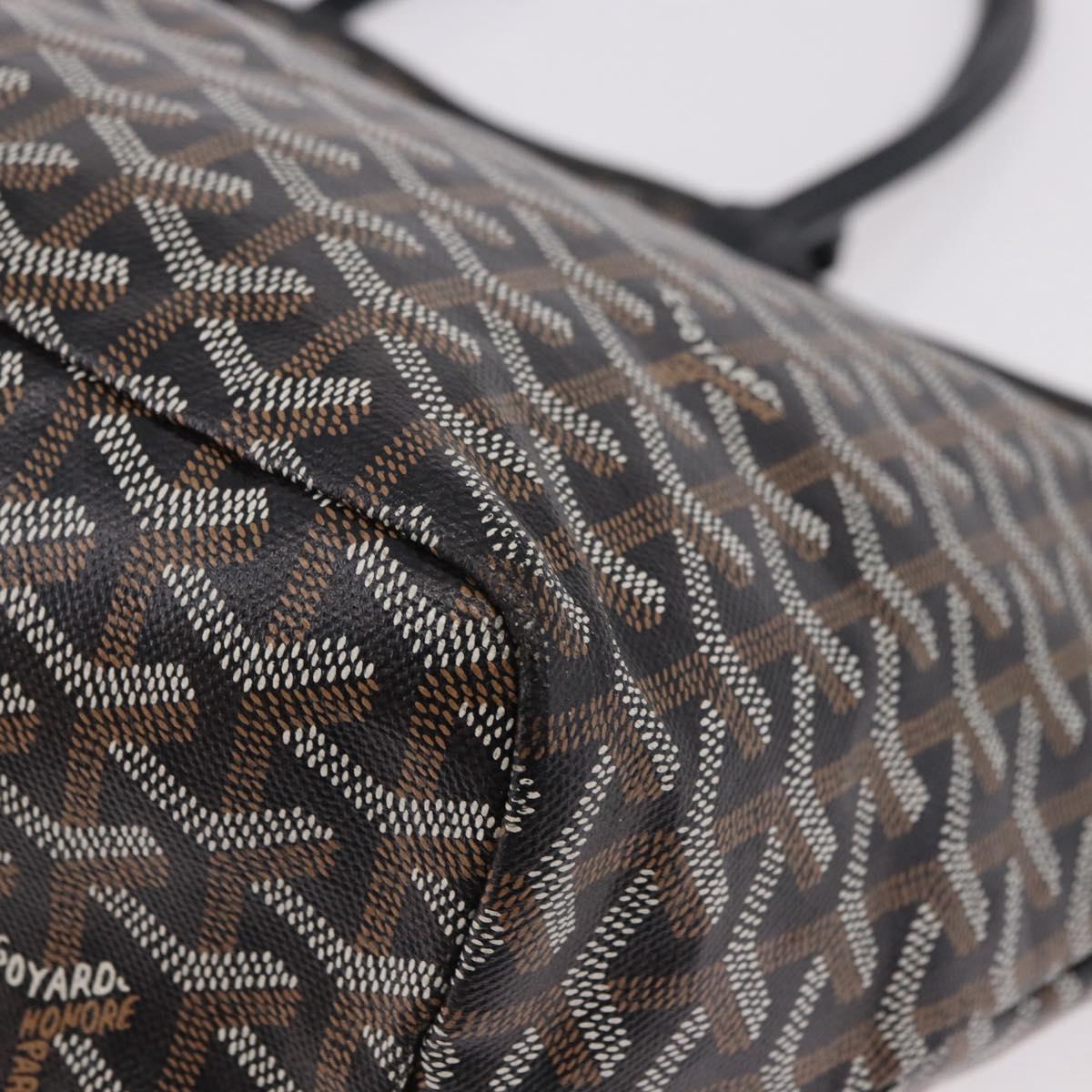 GOYARD Saint Louis PM Tote Bag Coated Canvas Black Silver Auth 180875