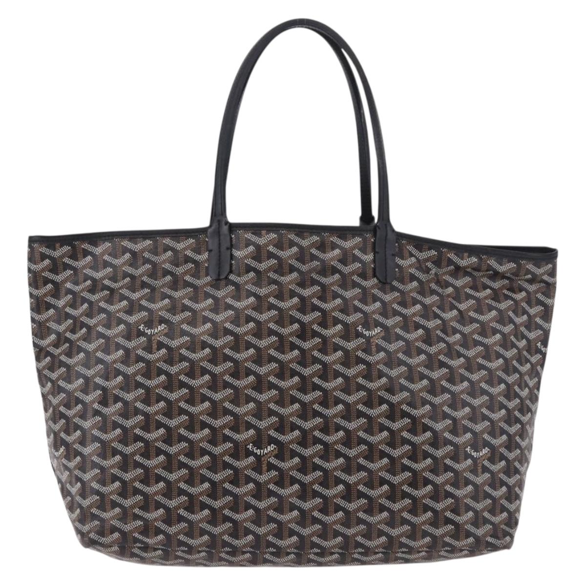 GOYARD Saint Louis PM Tote Bag Coated Canvas Black Silver Auth 180875