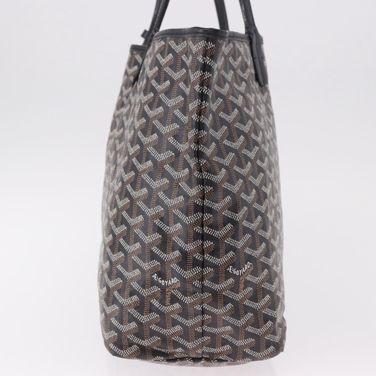 GOYARD Saint Louis PM Tote Bag Coated Canvas Black Silver Auth 180875