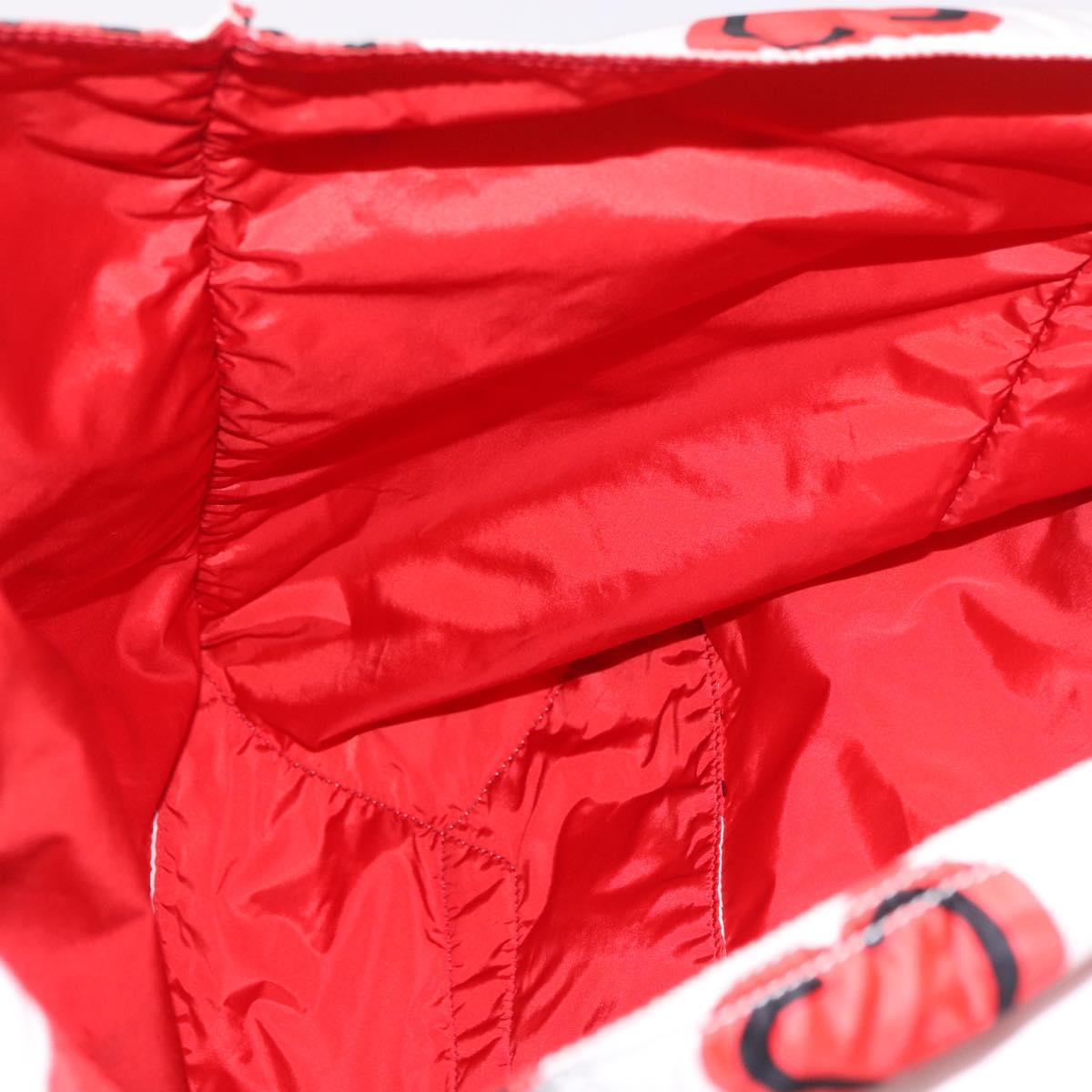 PRADA Tote Bag Nylon Red Silver Auth 180876