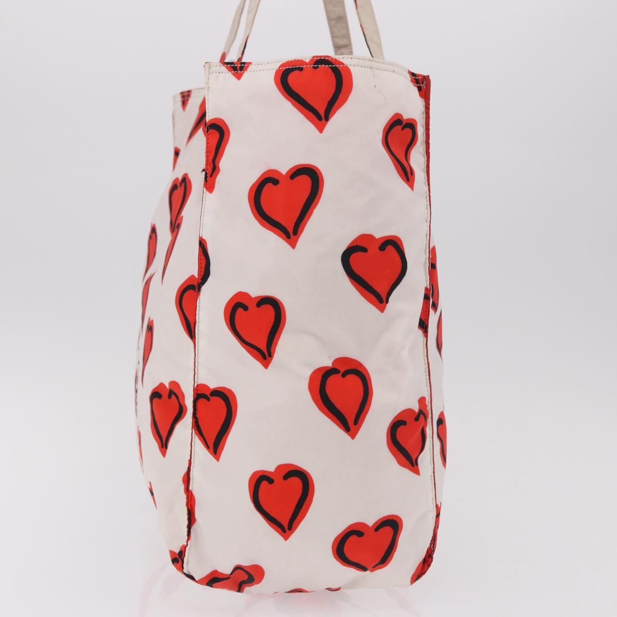 PRADA Tote Bag Nylon Red Silver Auth 180876