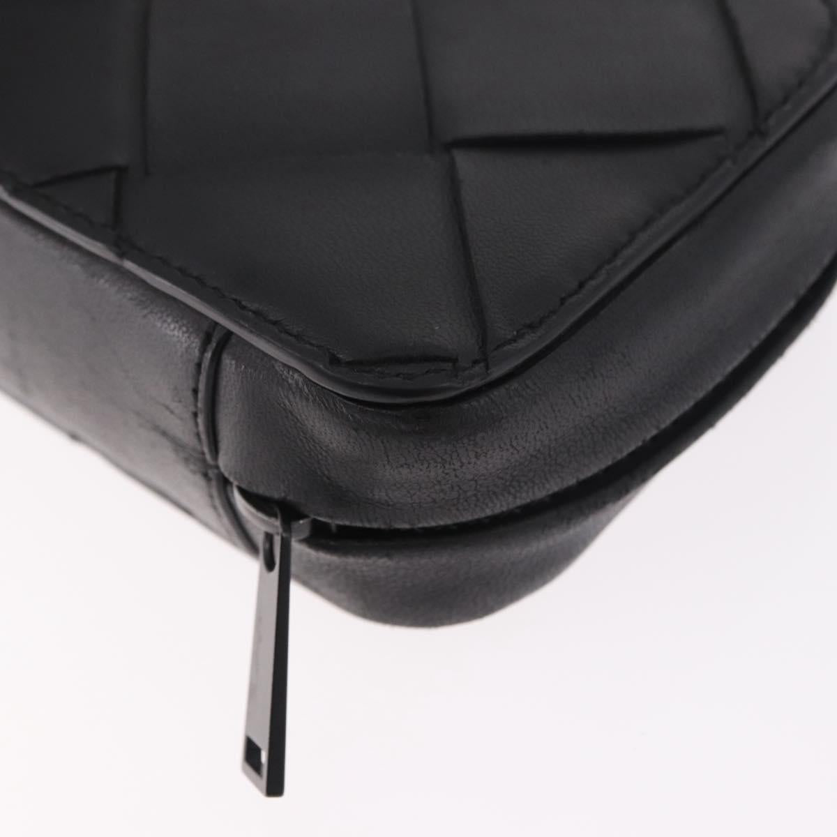 BOTTEGA VENETA MAXI INTRECCIATO Pouch Leather Black Auth 180883A