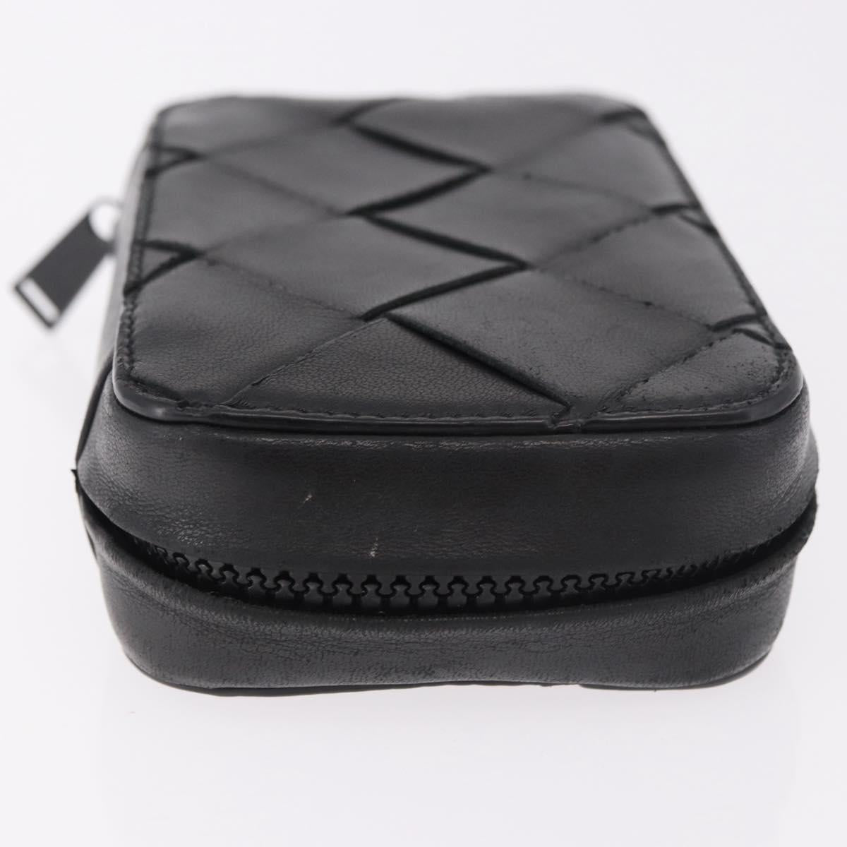 BOTTEGA VENETA MAXI INTRECCIATO Pouch Leather Black Auth 180883A