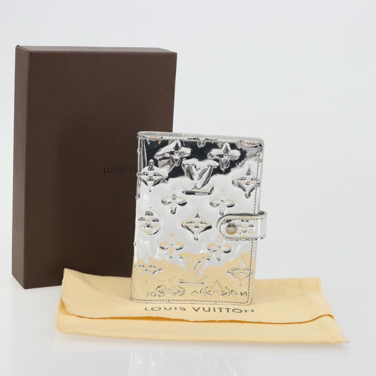 LOUIS VUITTON Monogram Miroir Agenda PM Planner Cover Silver R20963 Auth 180884A