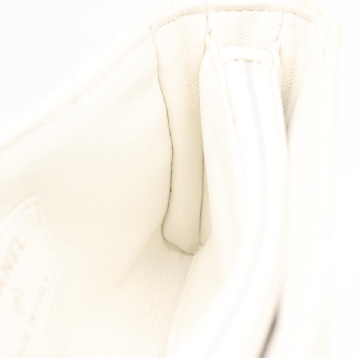 CHANEL Matelasse Pouch Coated Canvas White Silver CC Auth 180887A