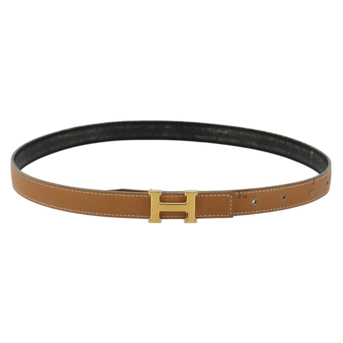HERMES Constance Mini Belt Leather Beige Gold Auth 180888