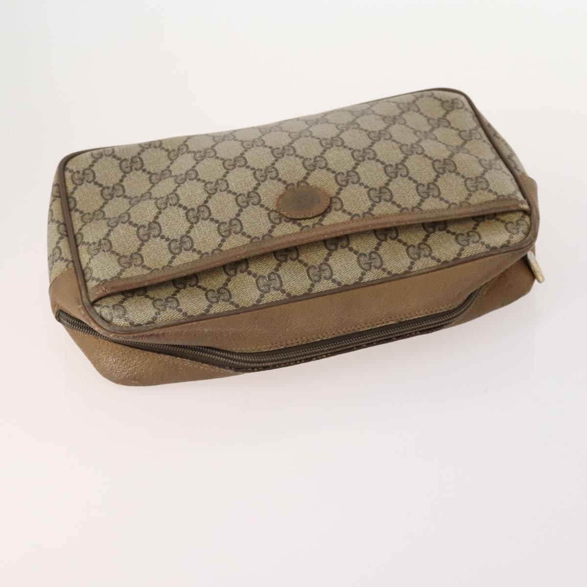 GUCCI GG Supreme Web Sherry Line Clutch Bag PVC 4 Set Beige Gold Auth 180890