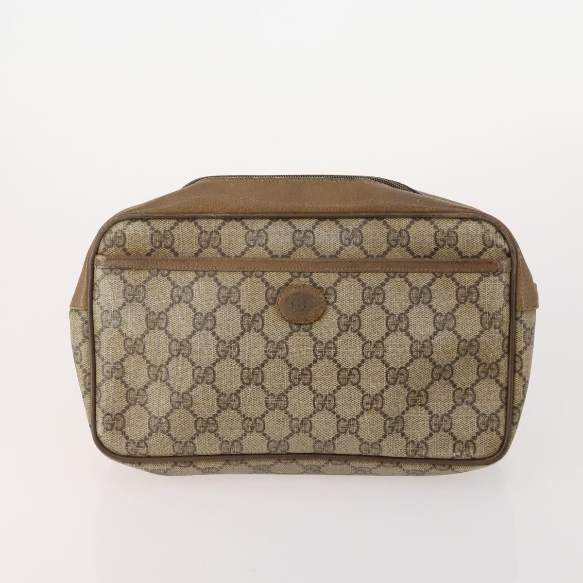 GUCCI GG Supreme Web Sherry Line Clutch Bag PVC 4 Set Beige Gold Auth 180890