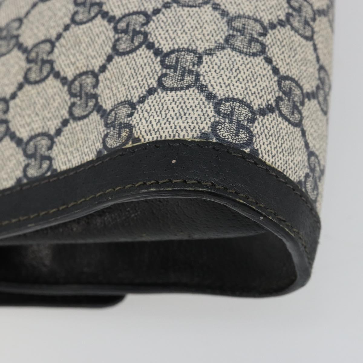 GUCCI GG Supreme Sherry Line Clutch Bag PVC Navy Gold 41 014 3087 25 Auth 180897
