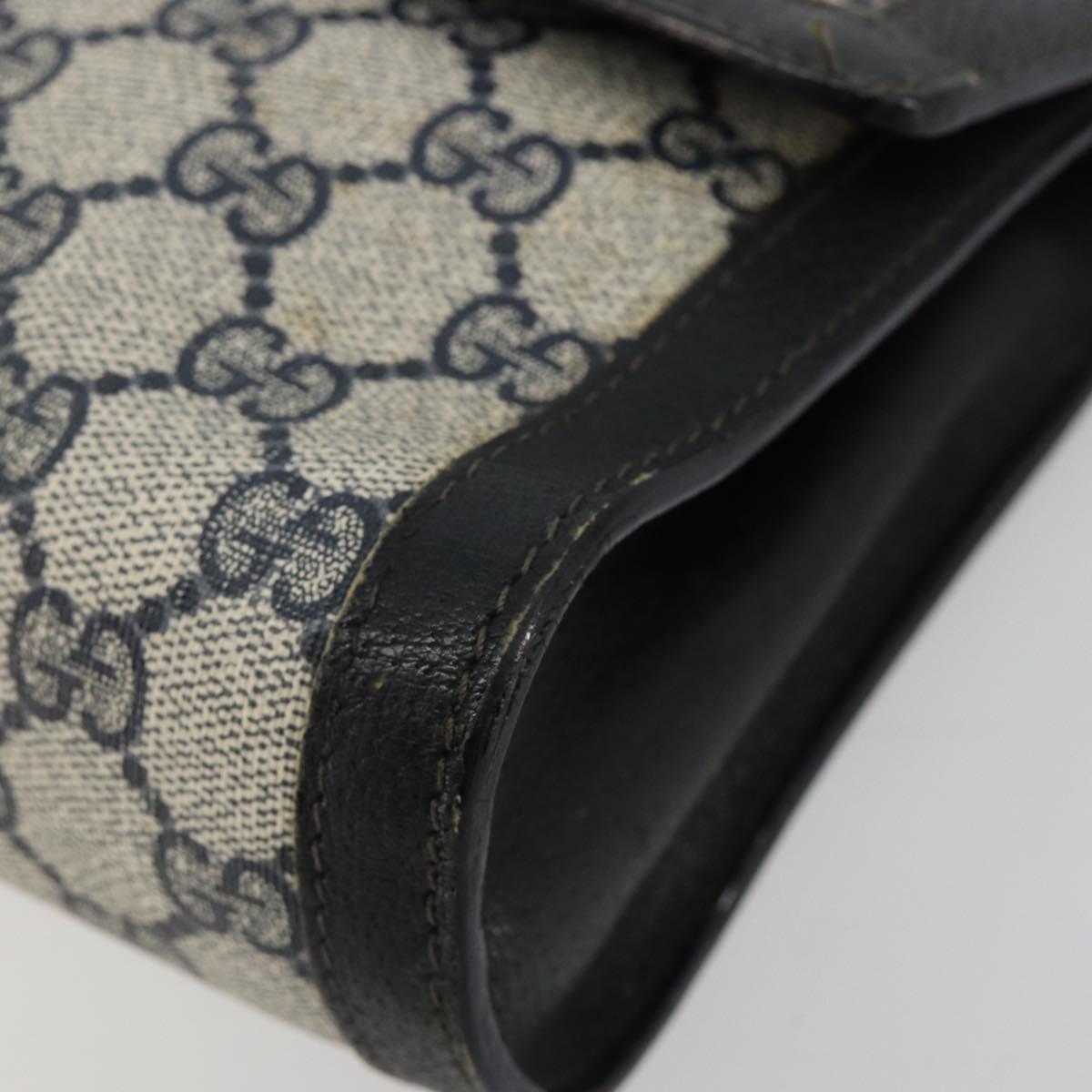 GUCCI GG Supreme Sherry Line Clutch Bag PVC Navy Gold 41 014 3087 25 Auth 180897