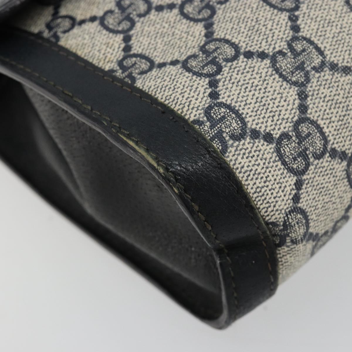 GUCCI GG Supreme Sherry Line Clutch Bag PVC Navy Gold 41 014 3087 25 Auth 180897