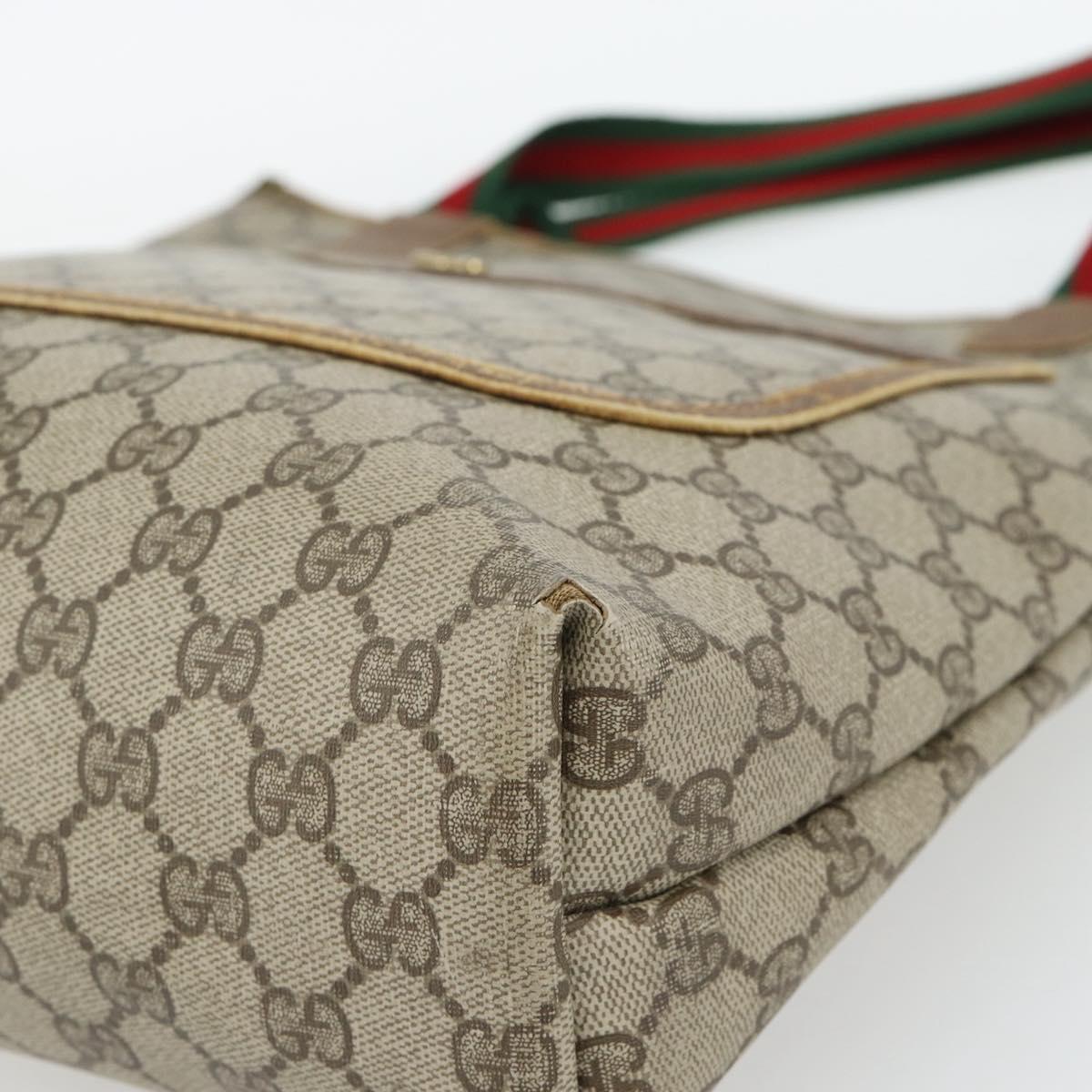 GUCCI GG Supreme Web Sherry Line Tote Bag PVC Beige Red 39 02 003 Auth 180903