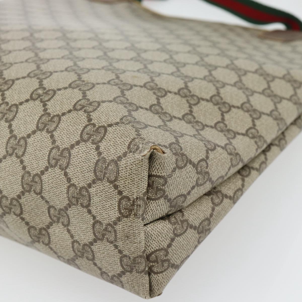 GUCCI GG Supreme Web Sherry Line Tote Bag PVC Beige Red 39 02 003 Auth 180903