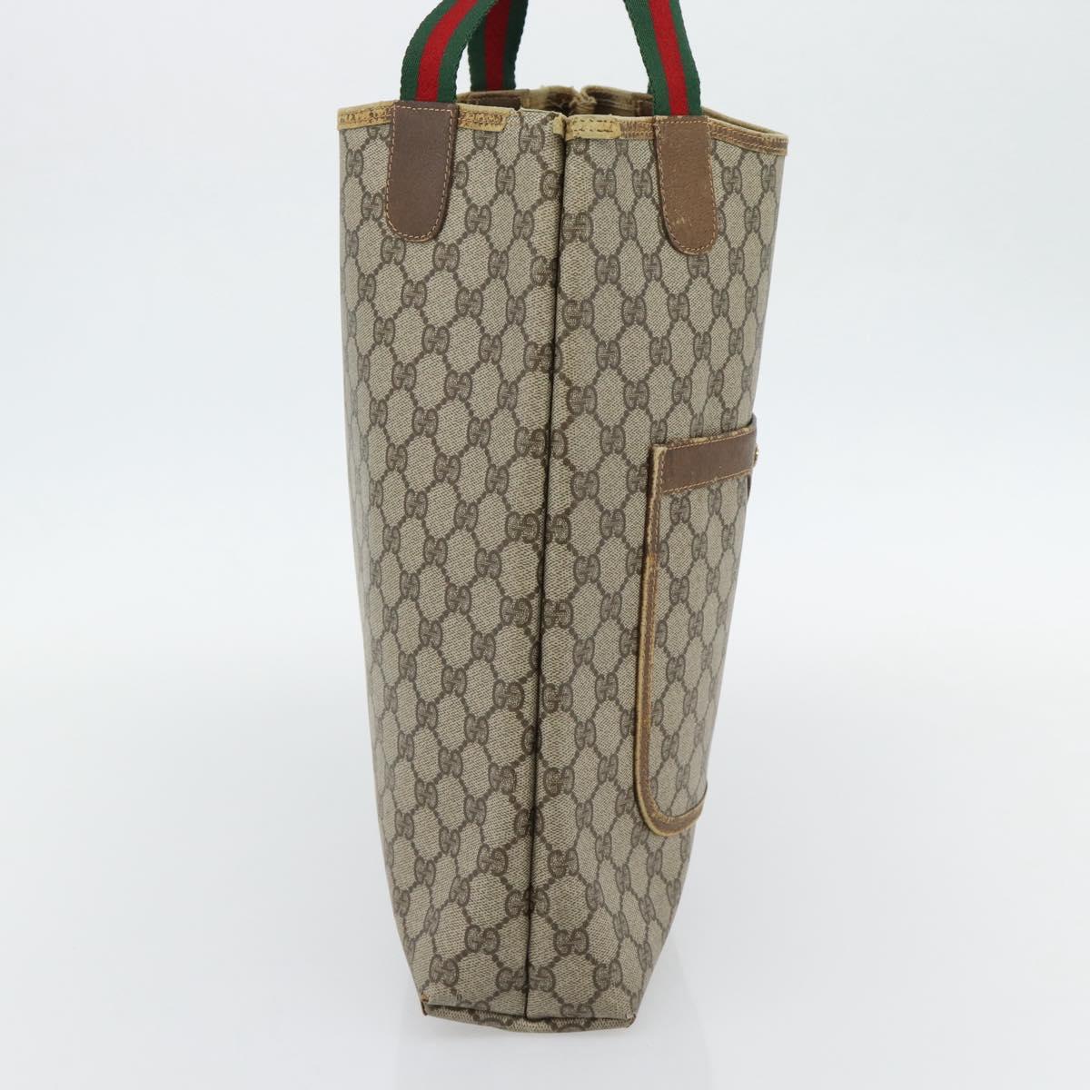 GUCCI GG Supreme Web Sherry Line Tote Bag PVC Beige Red 39 02 003 Auth 180903