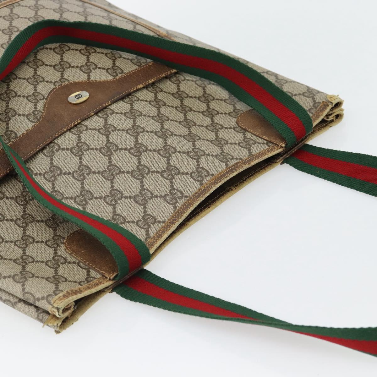 GUCCI GG Supreme Web Sherry Line Tote Bag PVC Beige Red 39 02 003 Auth 180903