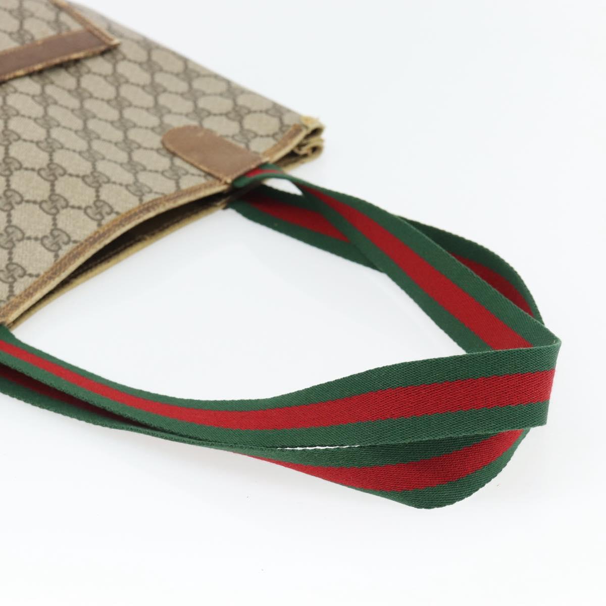 GUCCI GG Supreme Web Sherry Line Tote Bag PVC Beige Red 39 02 003 Auth 180903
