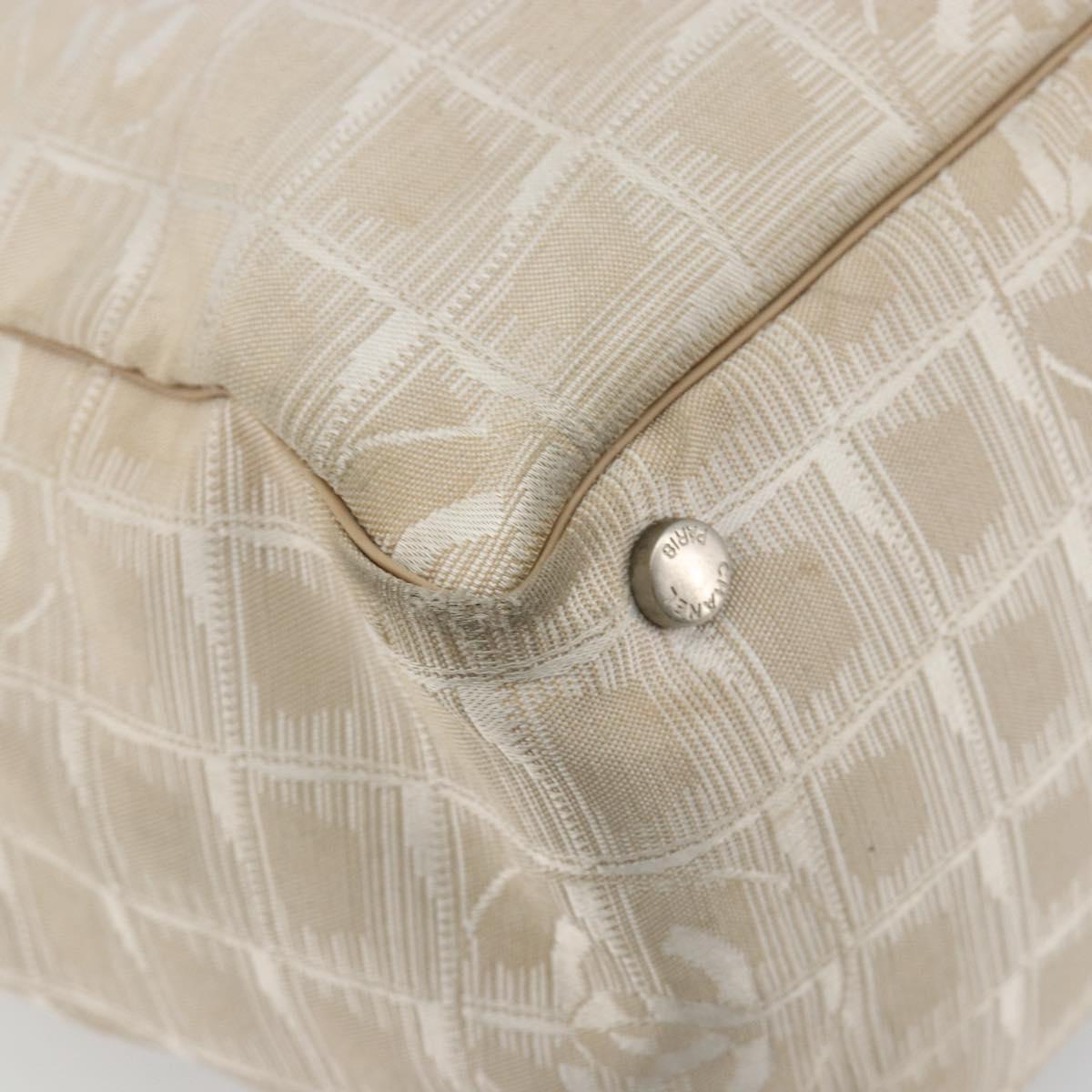 CHANEL New Travel Line Tote Bag Nylon Beige Gold CC Auth 180904