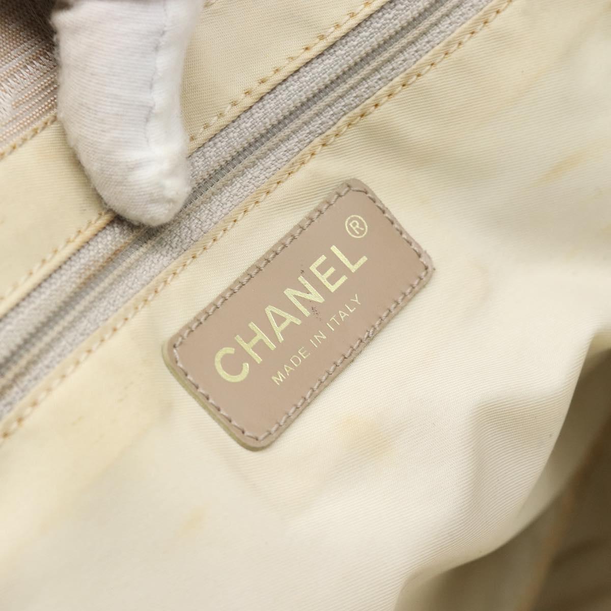CHANEL New Travel Line Tote Bag Nylon Beige Gold CC Auth 180906