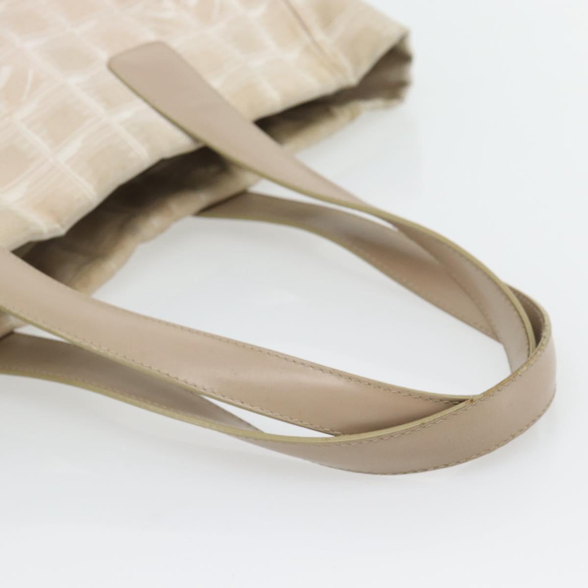 CHANEL New Travel Line Tote Bag Nylon Beige Gold CC Auth 180906