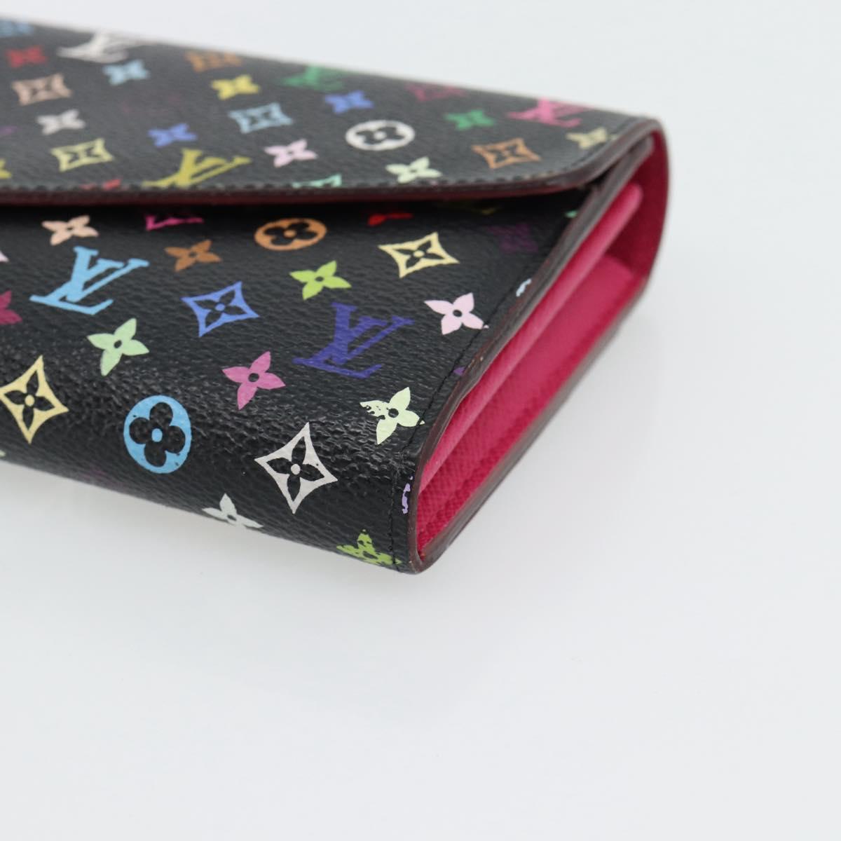 LOUIS VUITTON Monogram Multicolor Portefeiulle Sarah Black M60668 LV Auth 180911