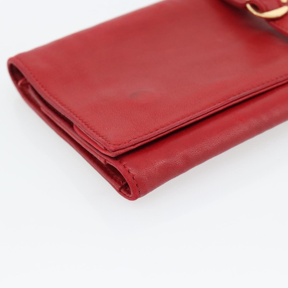 HERMES Jewelry Case Leather Red Gold Auth 180912A