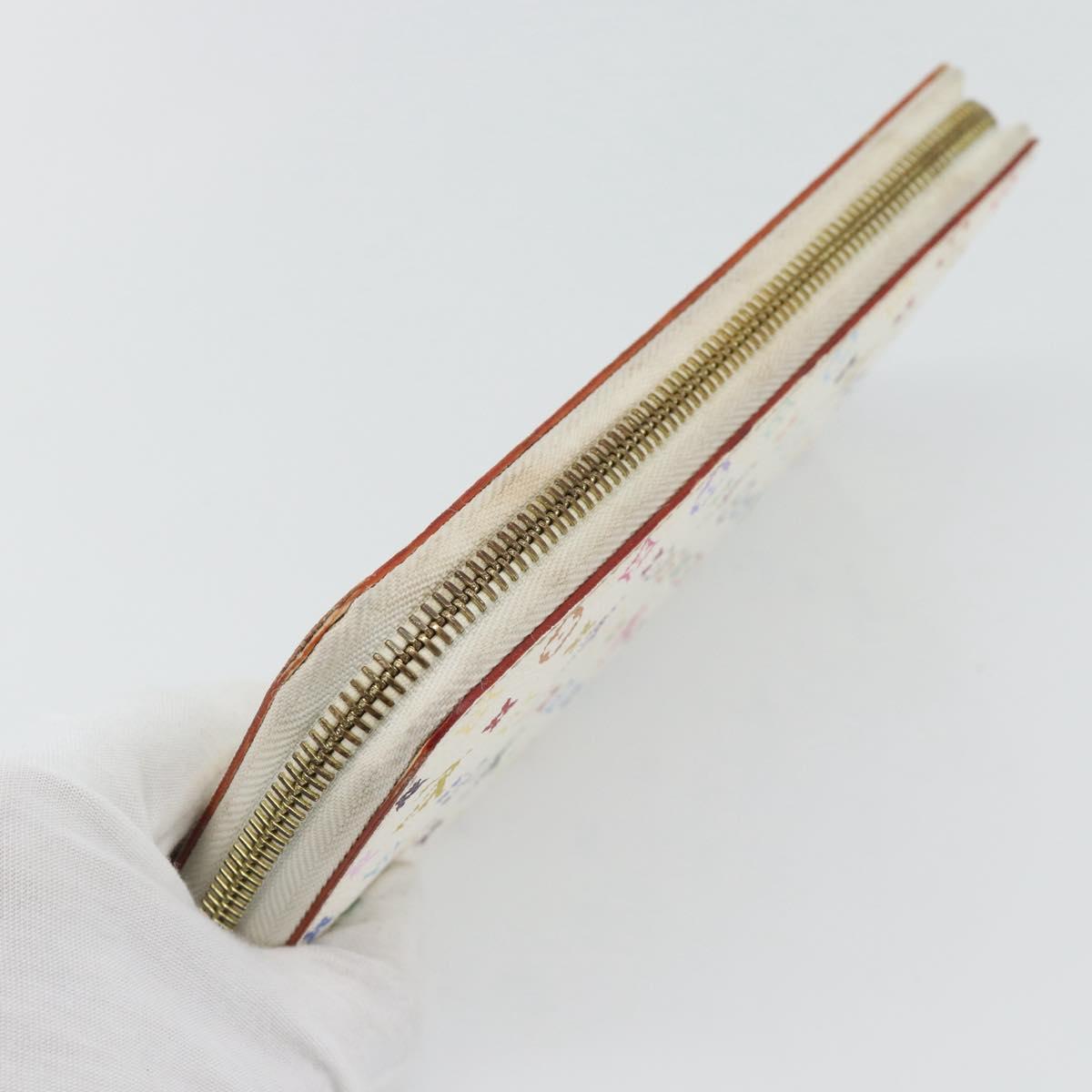 LOUIS VUITTON Monogram Multicolor Zippy Long Wallet White M60241 LV Auth 180913