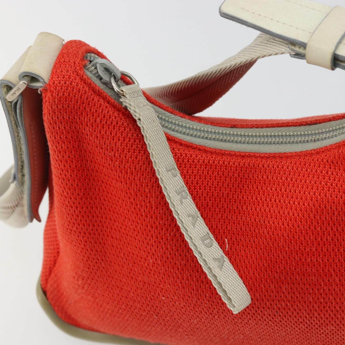PRADA Sports Shoulder Bag Canvas Orange Silver Auth 180921