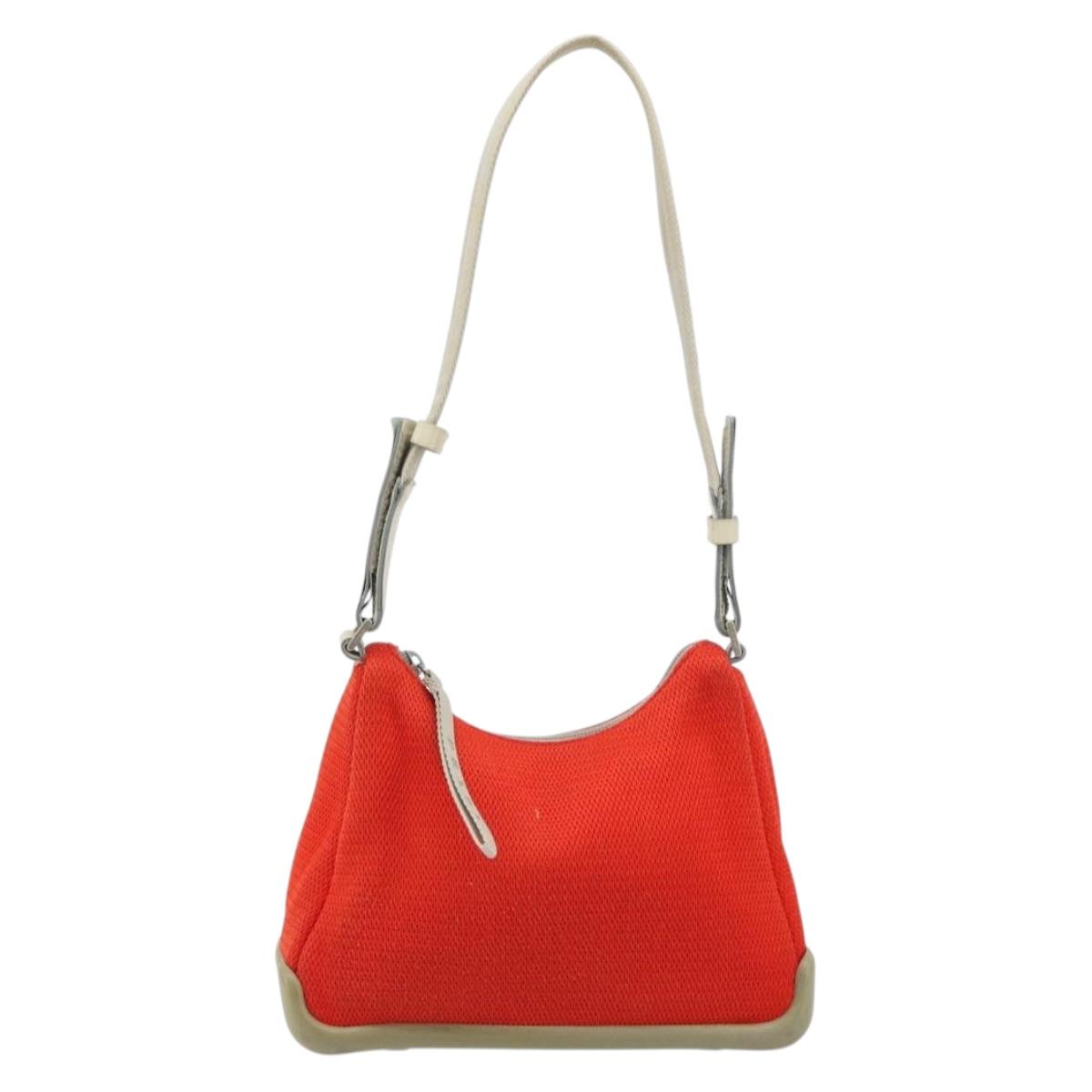PRADA Sports Shoulder Bag Canvas Orange Silver Auth 180921