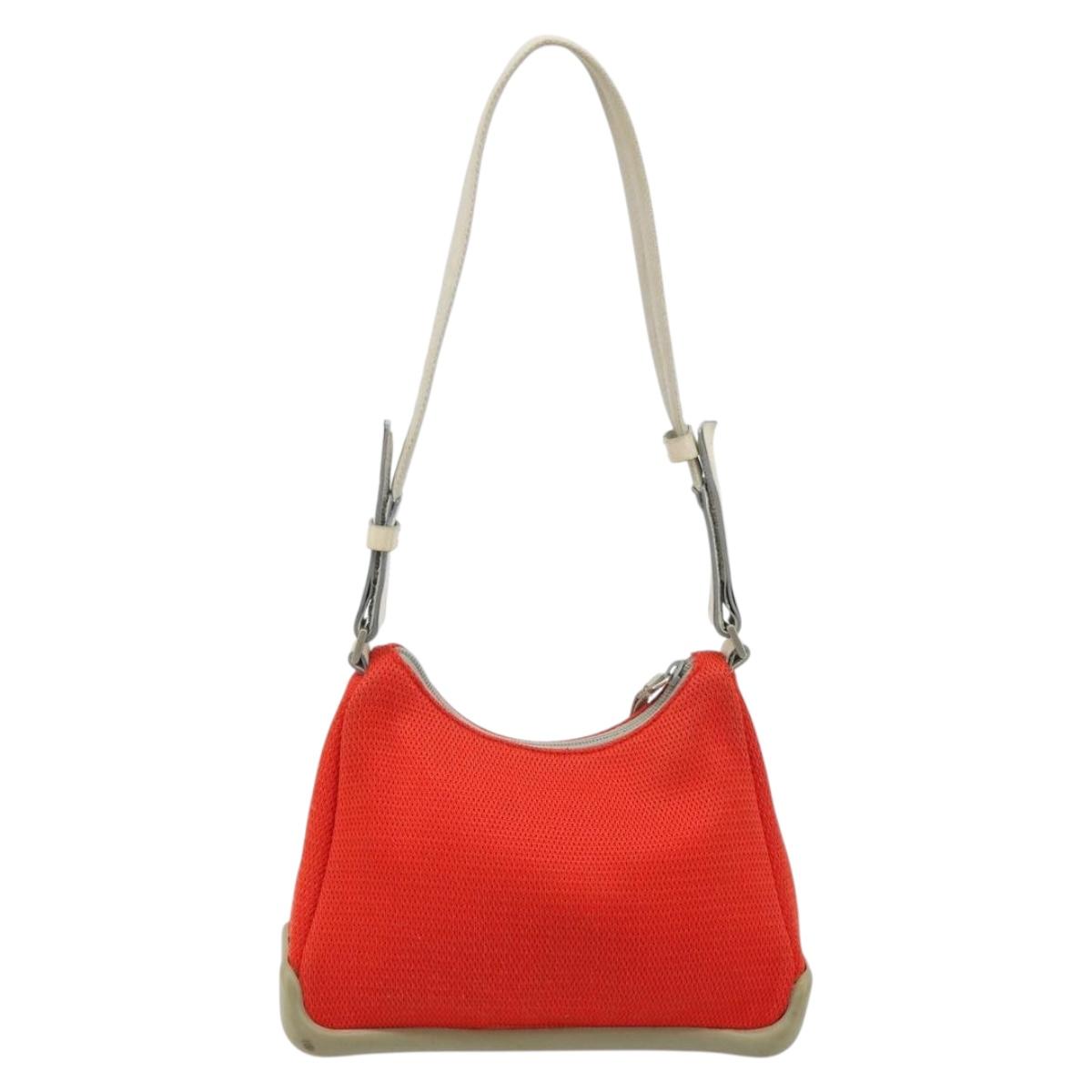 PRADA Sports Shoulder Bag Canvas Orange Silver Auth 180921