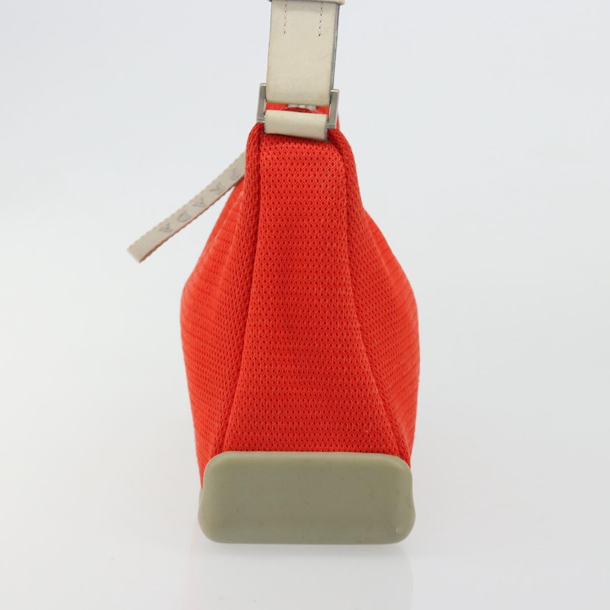 PRADA Sports Shoulder Bag Canvas Orange Silver Auth 180921