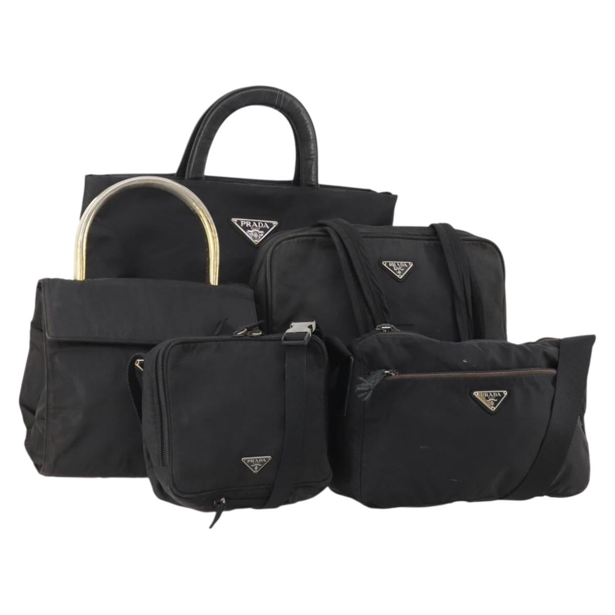PRADA Shoulder Bag Nylon 5 Set Black Auth 180925