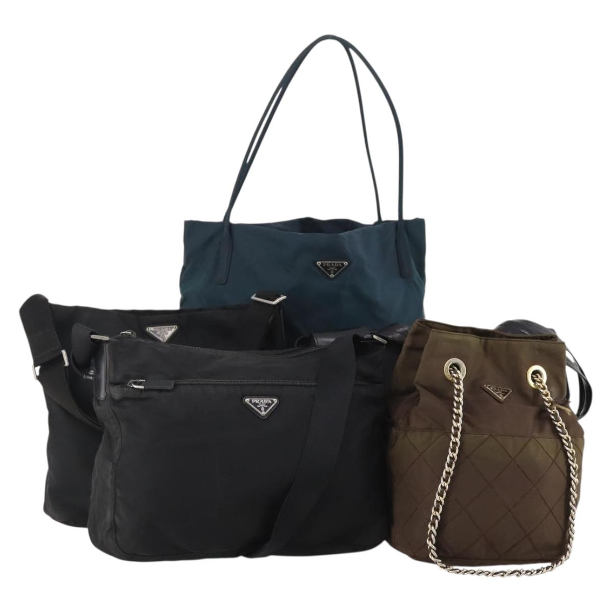 PRADA Shoulder Bag Nylon 5 Set Blue Black Brown Auth 180929
