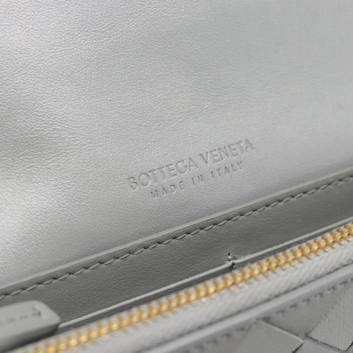 BOTTEGA VENETA MAXI INTRECCIATO Long Wallet Leather Gray Gold Auth 180930A
