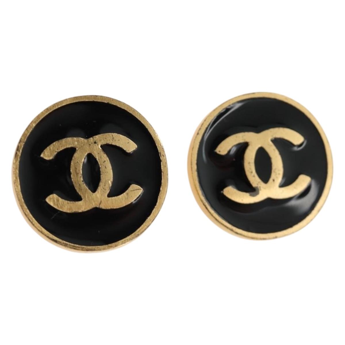 CHANEL Earring metal Gold Tone CC Auth 180939M