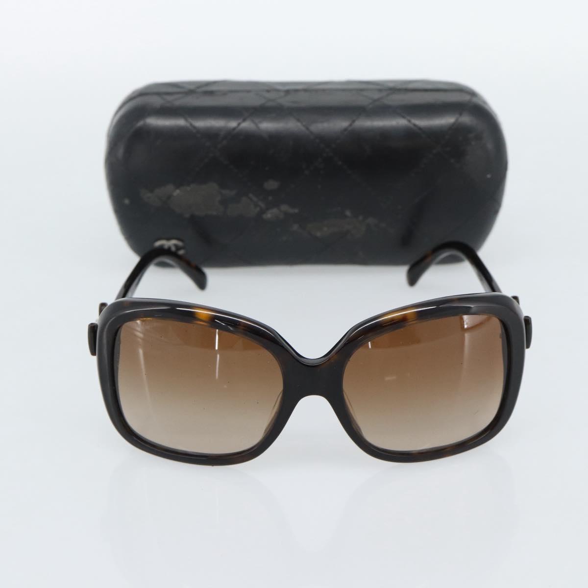 CHANEL Tortoise Pattern Sunglasses plastic Brown CC Auth 180941
