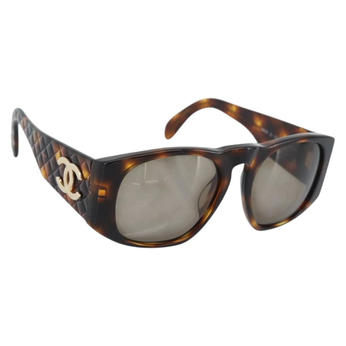 CHANEL Tortoise Pattern Sunglasses plastic Brown CC Auth 180942