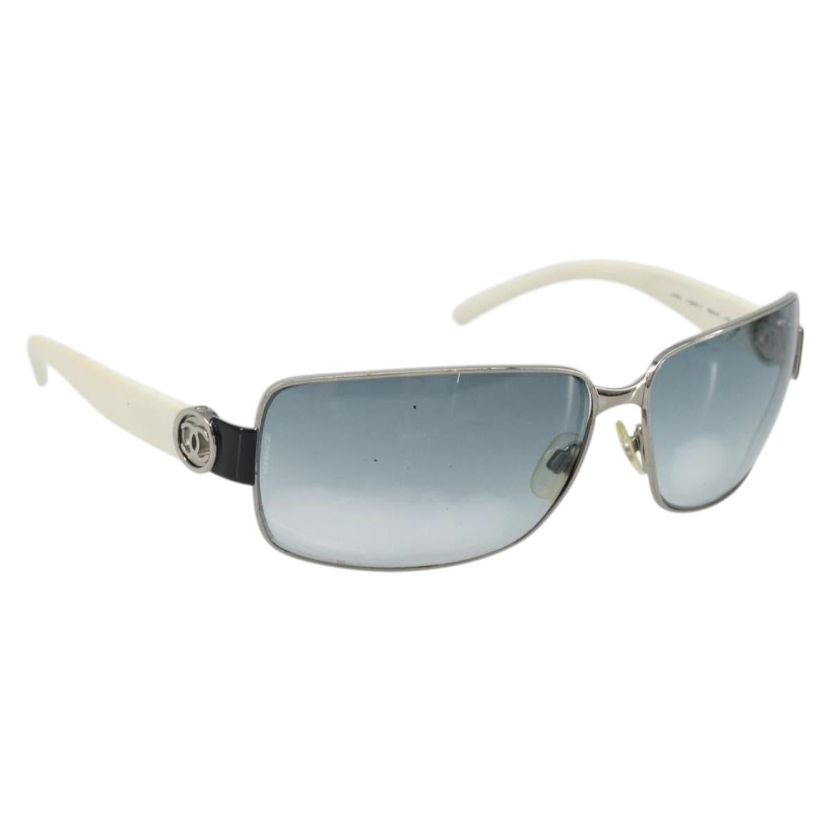 CHANEL Sunglasses plastic White CC Auth 180943