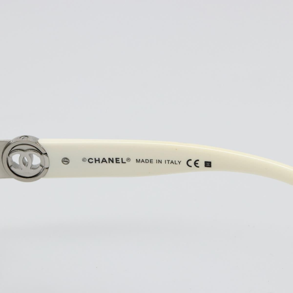 CHANEL Sunglasses plastic White CC Auth 180943