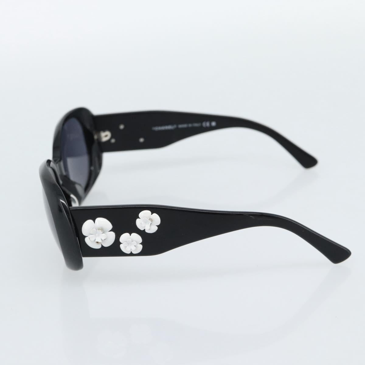 CHANEL Camelia Sunglasses plastic Black CC Auth 180945
