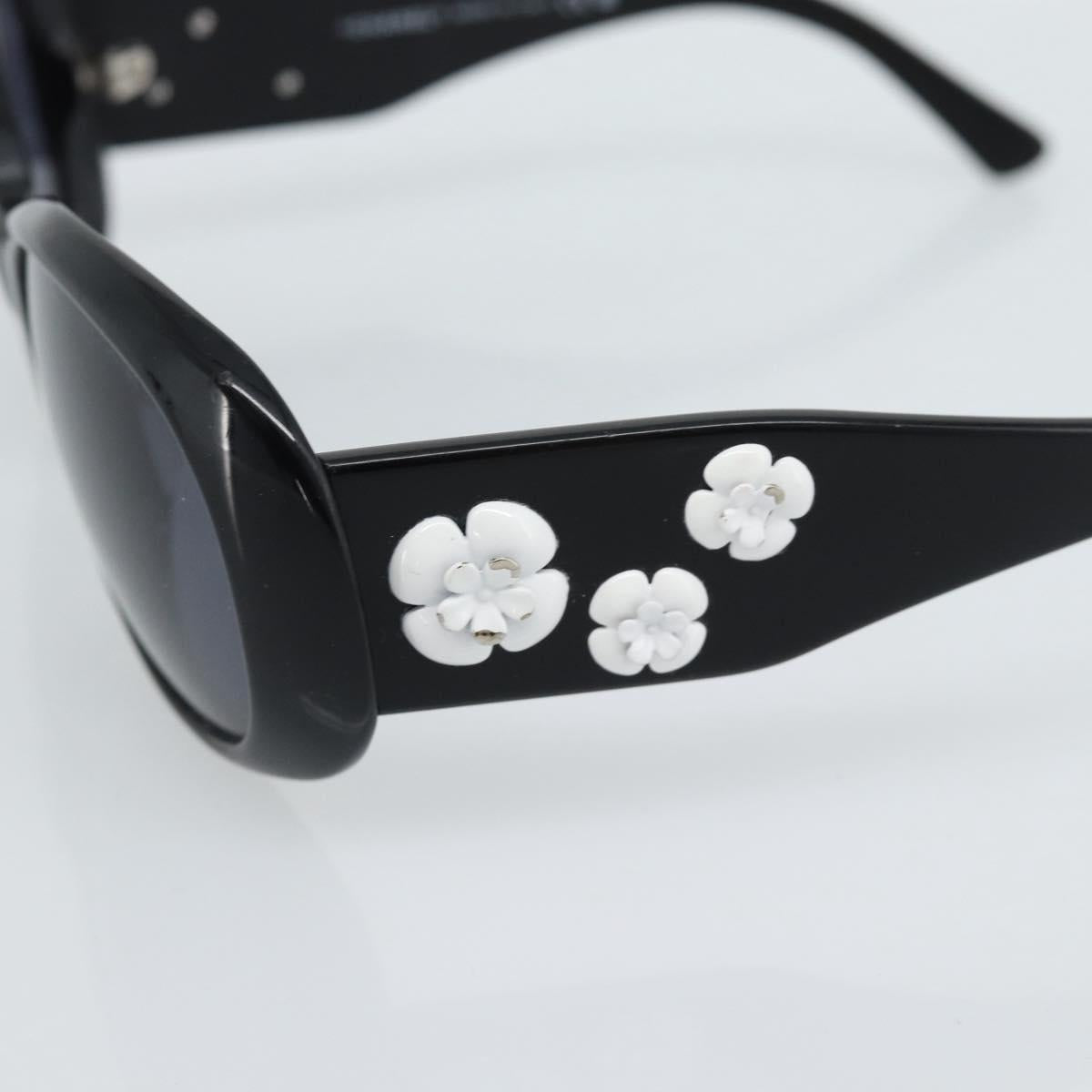 CHANEL Camelia Sunglasses plastic Black CC Auth 180945