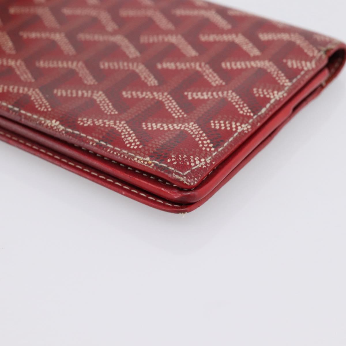 GOYARD Long Wallet Coated Canvas Red Silver Auth 180965