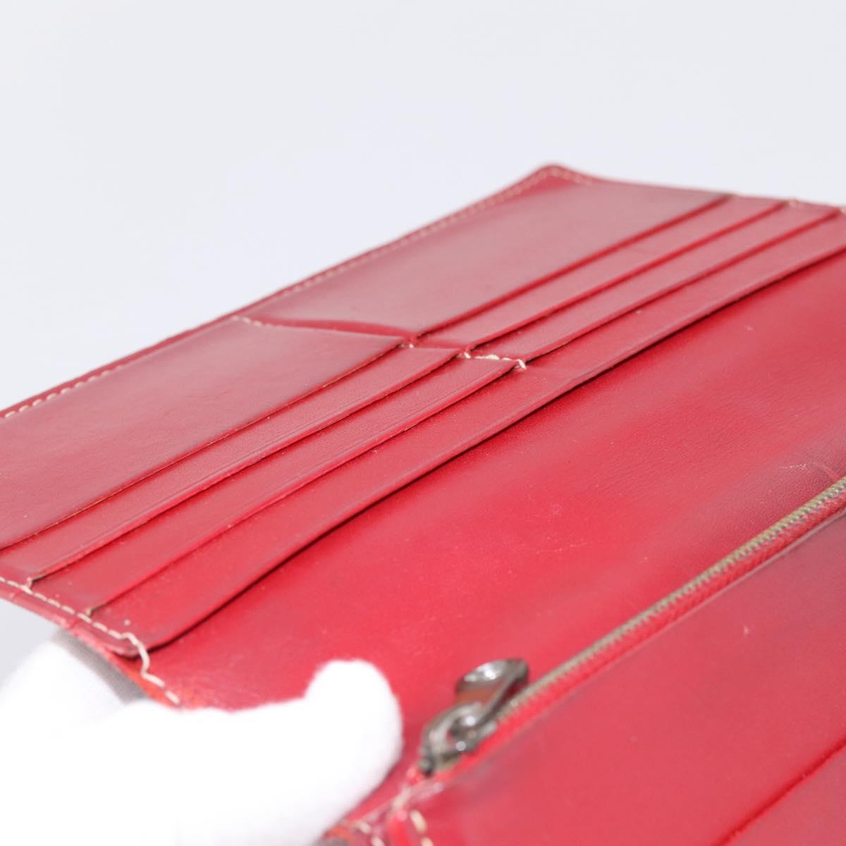 GOYARD Long Wallet Coated Canvas Red Silver Auth 180965