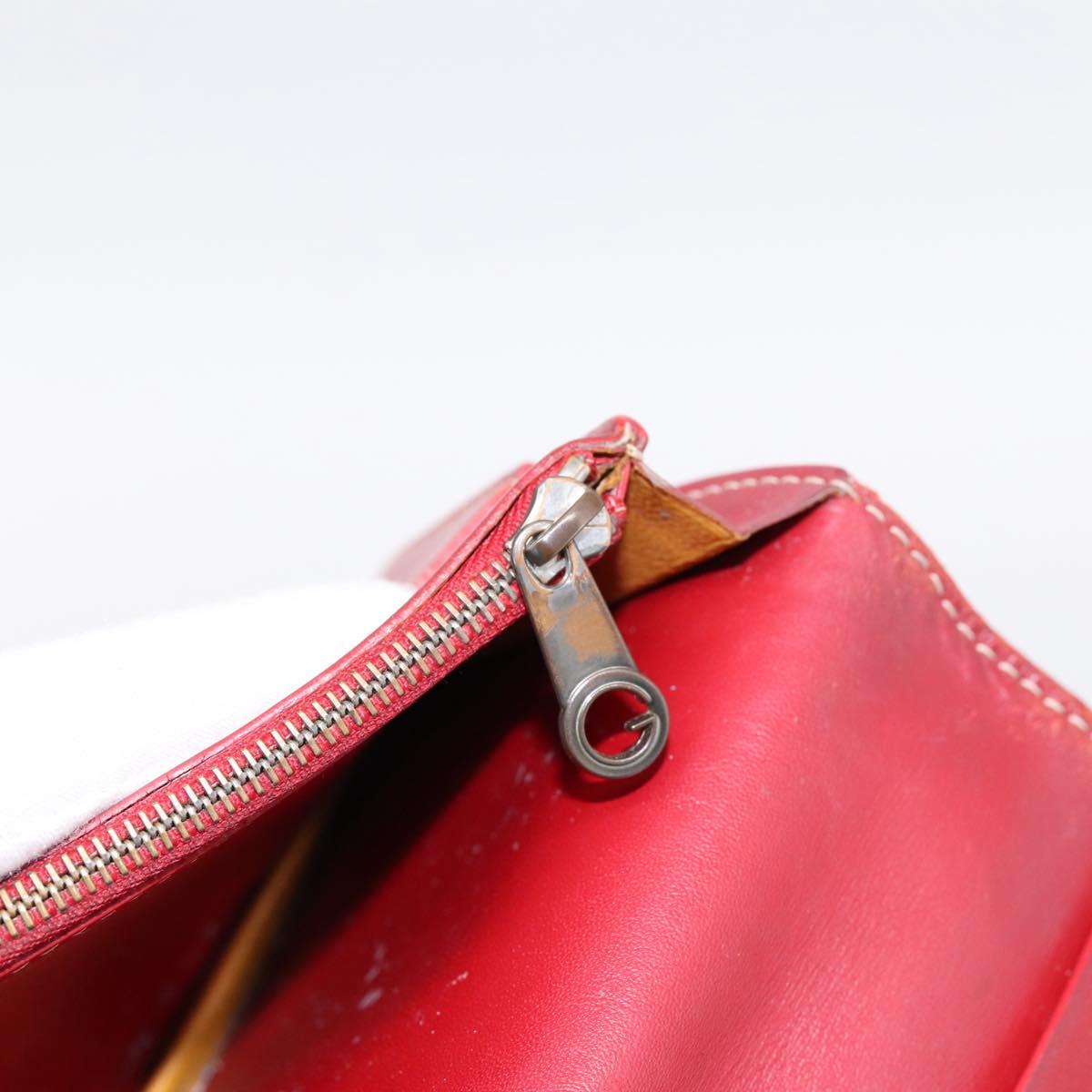 GOYARD Long Wallet Coated Canvas Red Silver Auth 180965