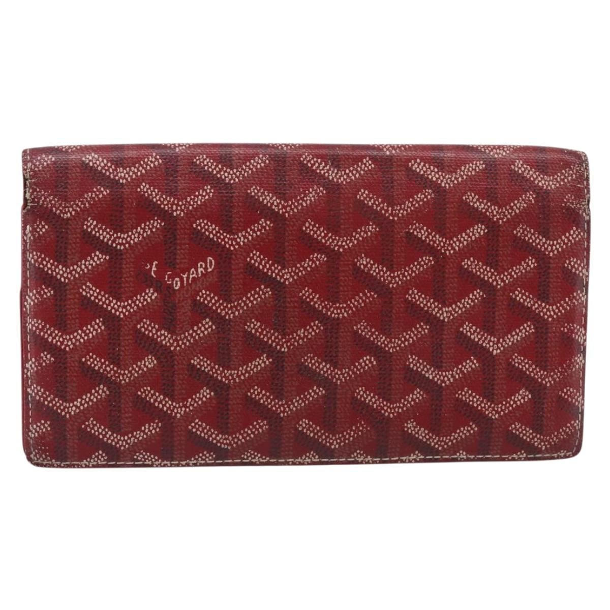GOYARD Long Wallet Coated Canvas Red Silver Auth 180965