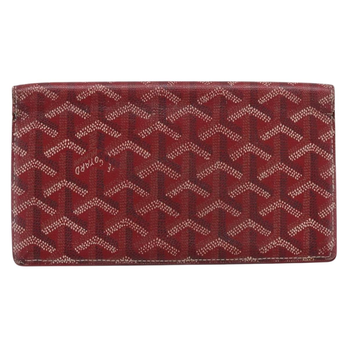 GOYARD Long Wallet Coated Canvas Red Silver Auth 180965