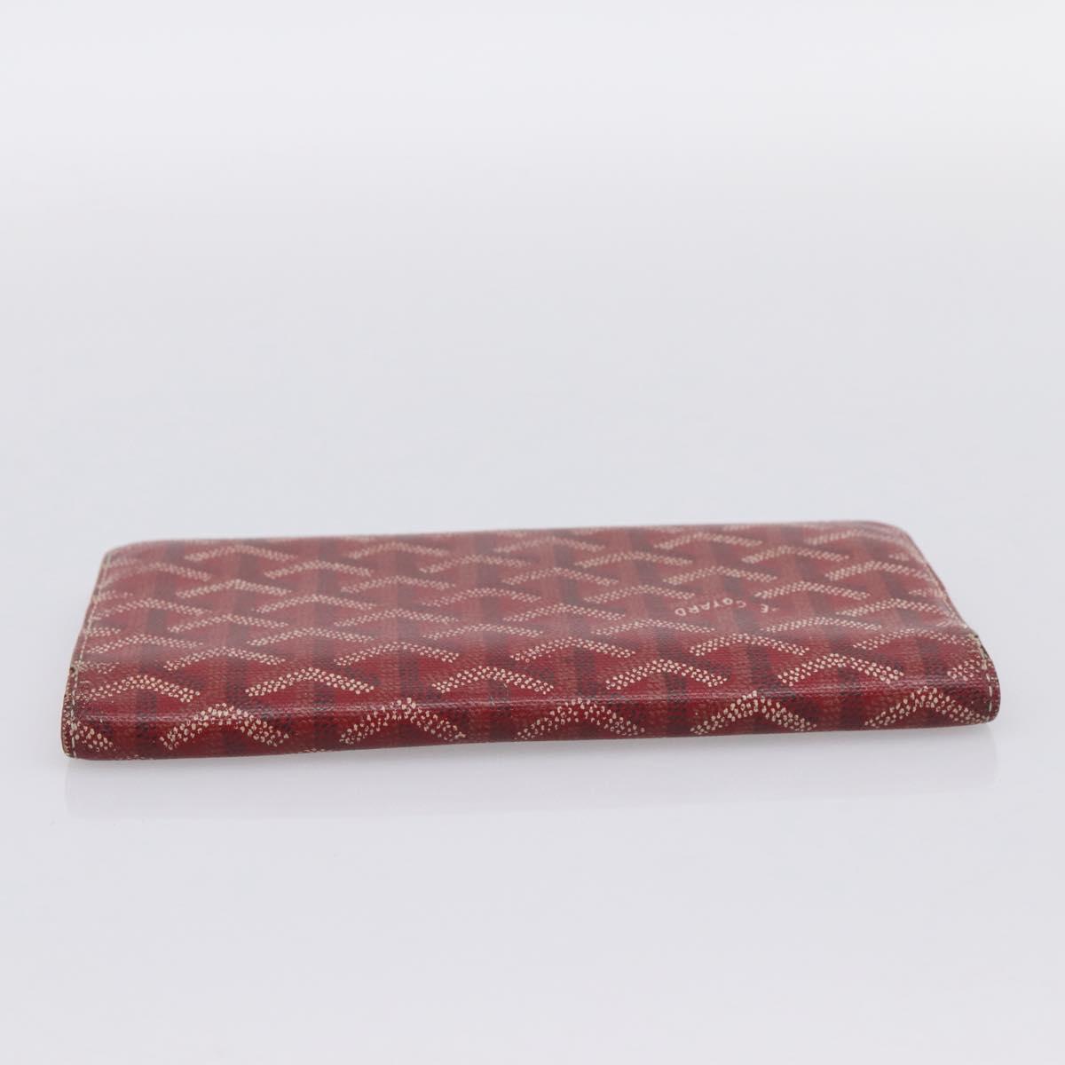 GOYARD Long Wallet Coated Canvas Red Silver Auth 180965