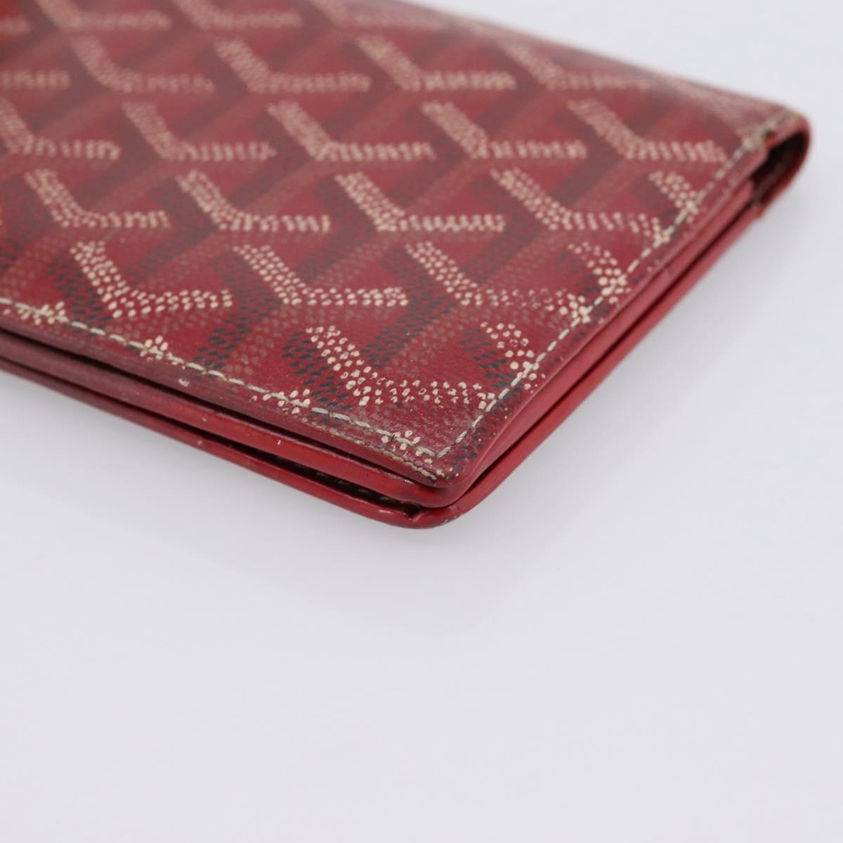 GOYARD Long Wallet Coated Canvas Red Silver Auth 180965